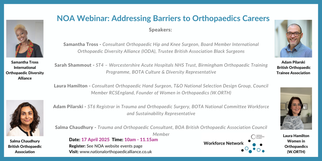NOA Webinar promo - Addressing Barriers to Orthopaedics Careers-1